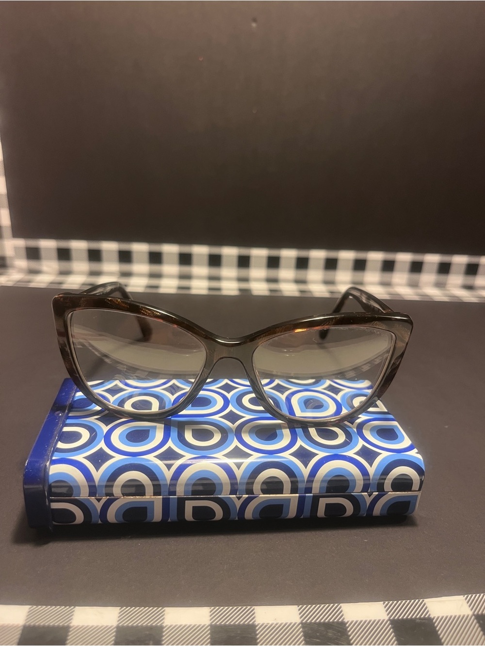 Dolce & Gabbana Women's Tortoiseshell Cat-Eye Glasses in Brown and Black